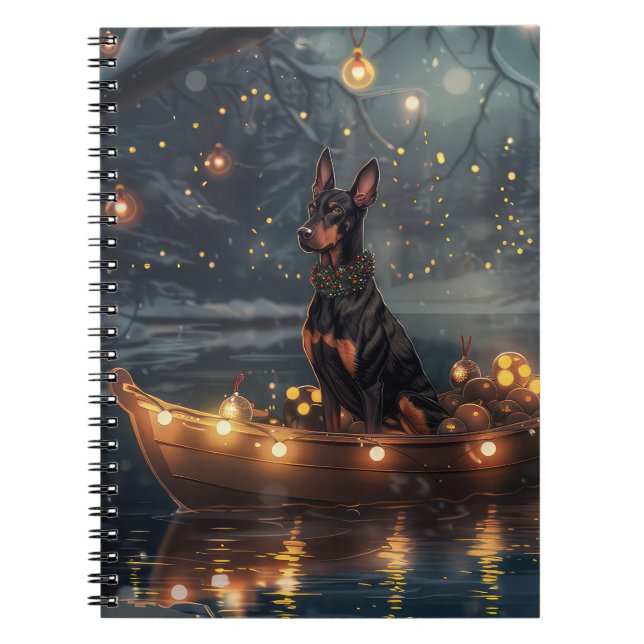 Cuaderno Viaje Festivo de Navidad de Doberman (Frente)