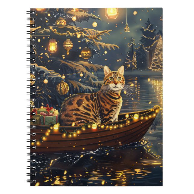 Cuaderno Viaje festivo para Navidades de gatos de Bengala (Frente)