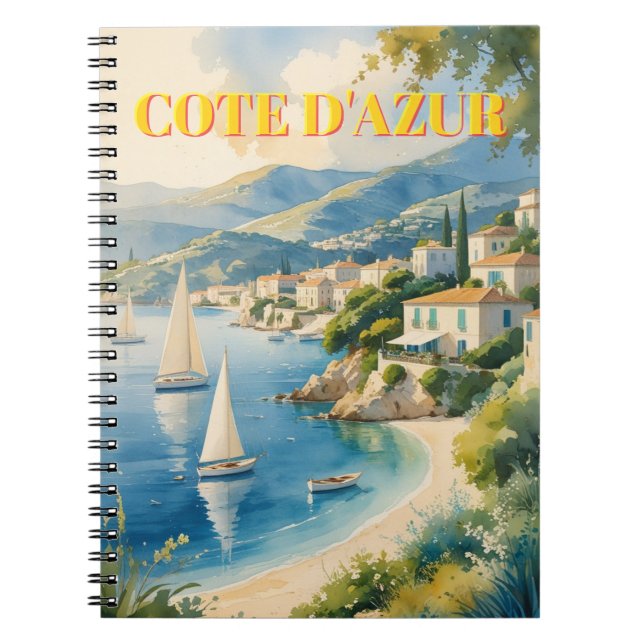 Cuaderno Viaje francés estilo vintage Cote D'Azur (Frente)
