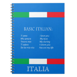 Cuaderno Viaje italiano básico idioma italiano azul azulado