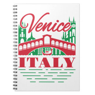 Cuaderno Viaje italiano del puente Rialto de Venecia Italia