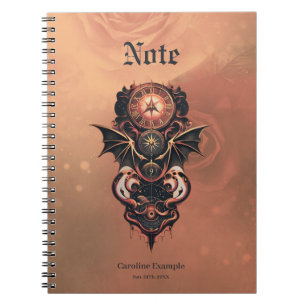 Cuaderno Viaje místico del tiempo con alas, reloj de vapor.
