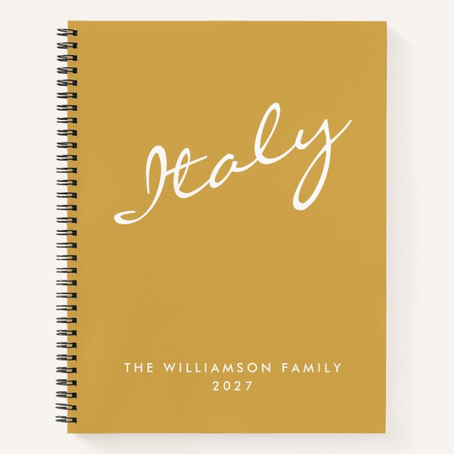 Cuaderno Viaje personalizado con guión amarillo minimalista (Anverso)