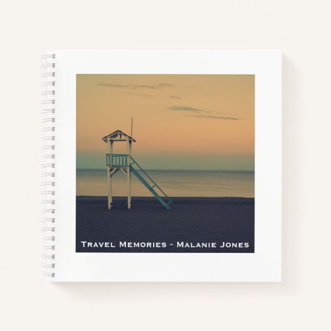 Cuaderno Viaje personalizado de la Torre Retro Beach Sunset (Anverso)