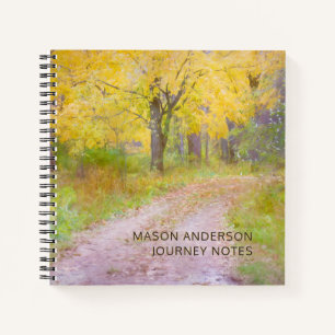 Cuaderno Viaje personalizado de senderos de bosques de otoñ