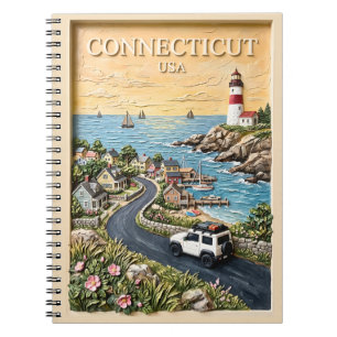Cuaderno Viaje por carretera vintage al faro costero de Con