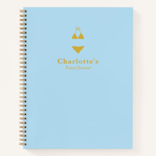 Cuaderno Viaje simple en bikini Minimalista azul y oro