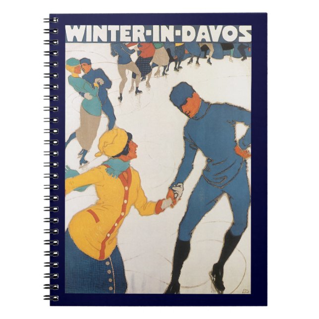 Cuaderno Viajes antiguos, Art Deco, invierno Davos Suiza (Frente)