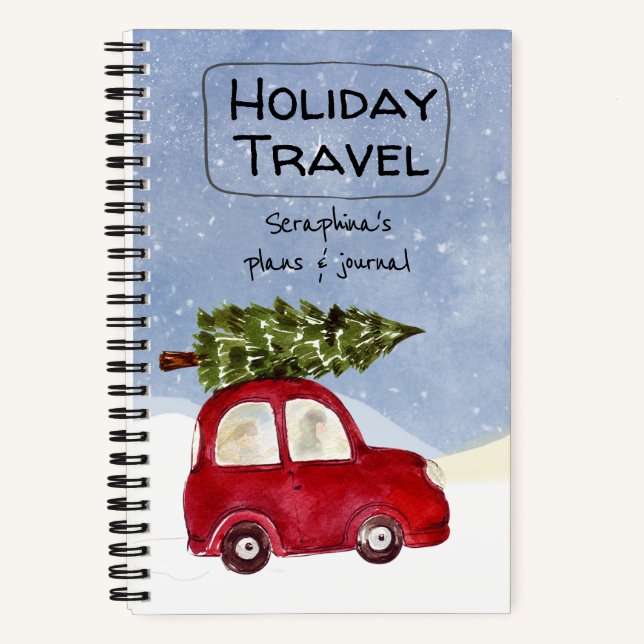 Cuaderno Viajes de vacaciones en árboles de navidad de coch (Anverso)