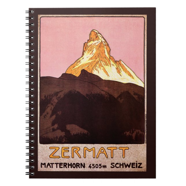 Cuaderno Viajes de vintage, montaña Matterhorn, Suiza (Frente)