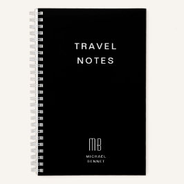 Cuaderno Viajes Modernos En Monograma Negro Y Blanco