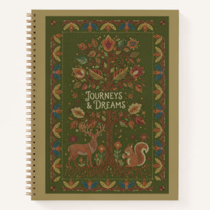 Cuaderno Viajes y Sueños Ciervo y Ardilla Bordados Arte