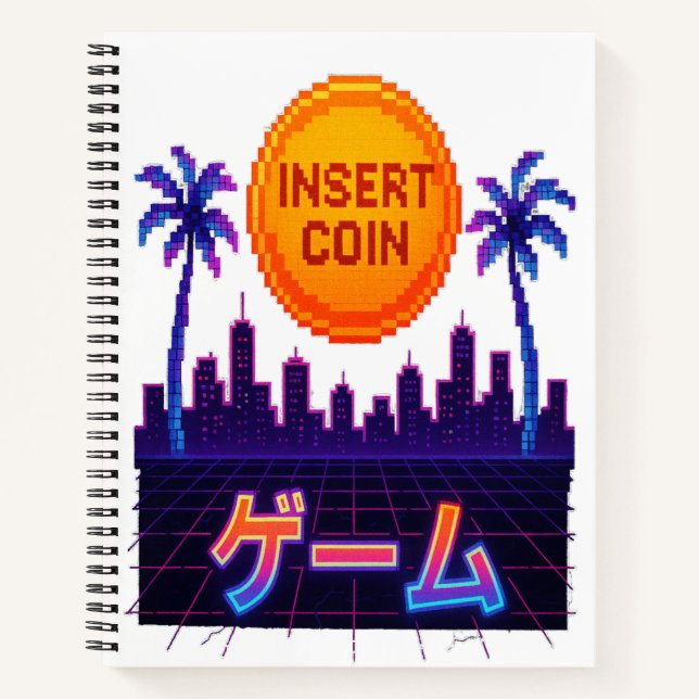 Cuaderno Vibes de arcada retro - Insertar diseño de arte de (Anverso)