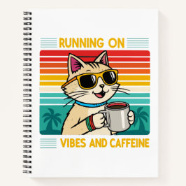 Cuaderno Vibes de gato para café retro - Funny Caffeine Lov