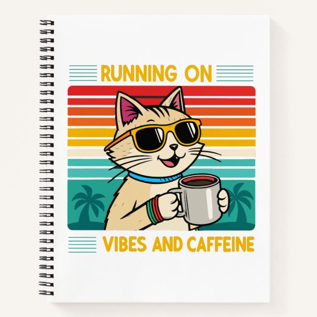 Cuaderno Vibes de gato para café retro - Funny Caffeine Lov (Anverso)