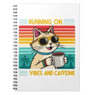 Cuaderno Vibes de gato para café retro - Funny Caffeine Lov