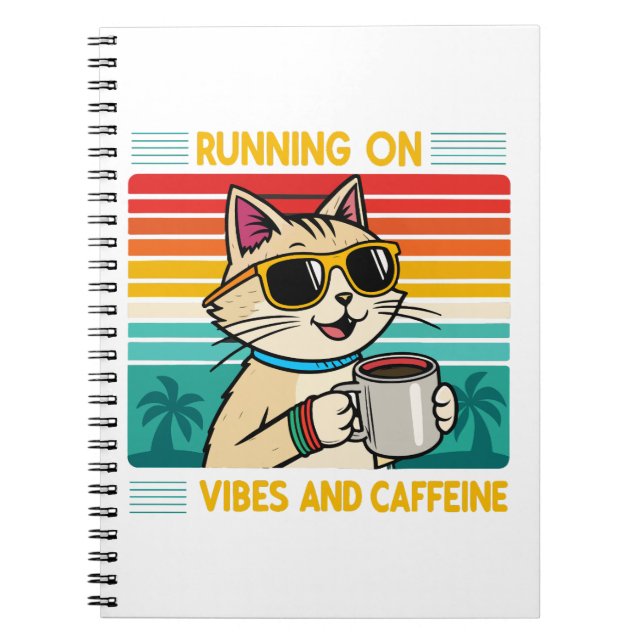 Cuaderno Vibes de gato para café retro - Funny Caffeine Lov (Frente)