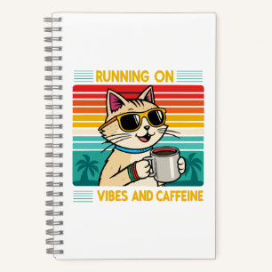 Cuaderno Vibes de gato para café retro - Funny Caffeine Lov