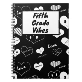 Cuaderno Vibes de quinto grado de los corazones de amor neg