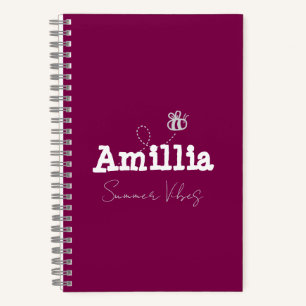Cuaderno Vibes de verano con nombre de monograma elegante