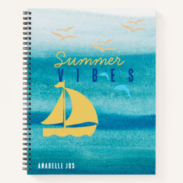 Cuaderno Vibes de verano del océano azul - Personalizadas