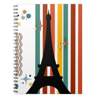 Cuaderno Vibes retro de París: la silueta de la Torre Eiffe