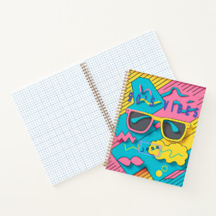 Cuaderno Vibes rosa y azul retro de los años 90 personaliza