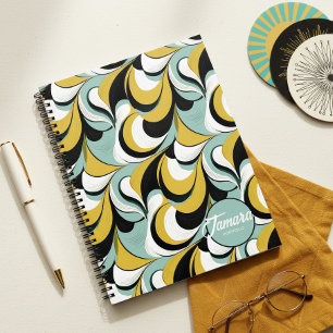 Cuaderno Vibra de los 60 y 70 Remolinos abstractos retro Pa
