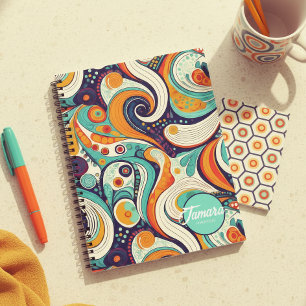 Cuaderno Vibra Retro Espirales Abstractos Años 60 70 #1 ID1
