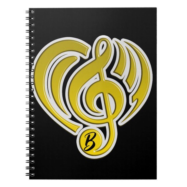 Cuaderno Vibraciones Amor Musical Amarillo Nota de música d (Frente)