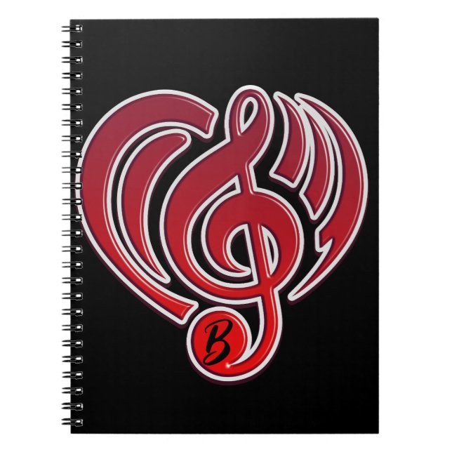 Cuaderno Vibraciones Amor Musical Red Heart Music Note DJ (Frente)