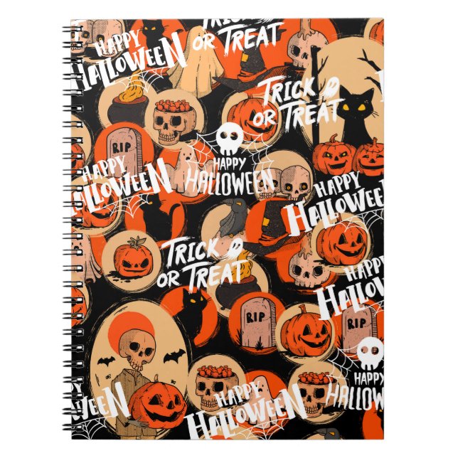 Cuaderno Vibraciones espeluznantes y lindas de Halloween (Frente)