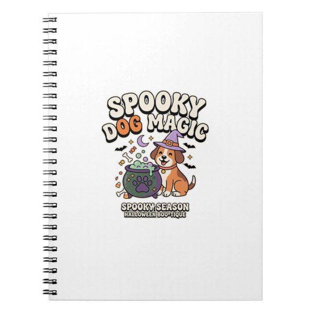 Cuaderno Vibraciones mágicas de perro de Halloween (Frente)