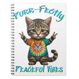 Cuaderno Vibraciones Pacíficas de Gatito Boho Hippie 