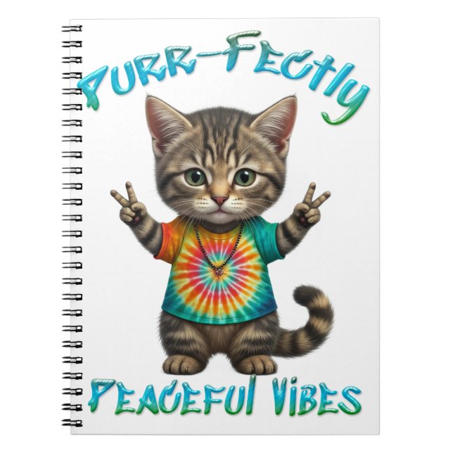 Cuaderno Vibraciones Pacíficas de Gatito Boho Hippie  (Frente)
