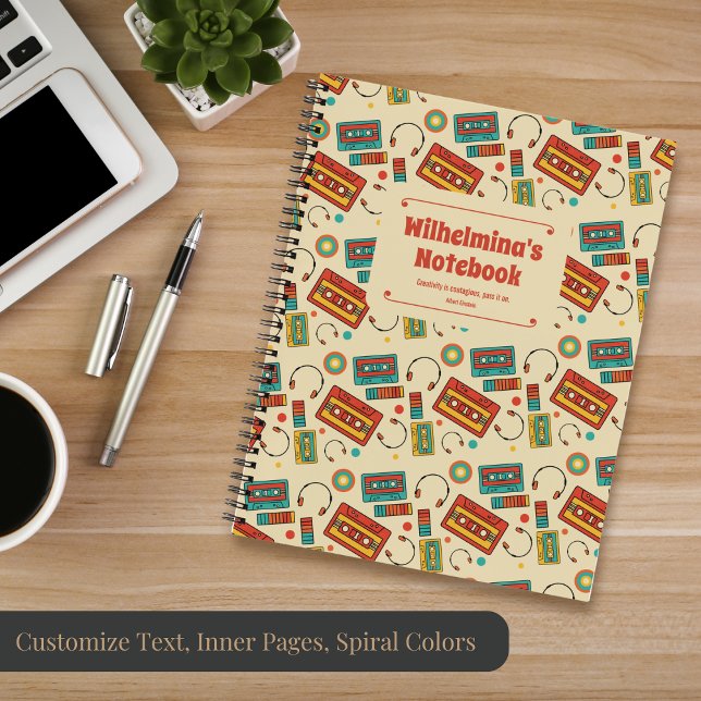 Cuaderno Vibraciones Retro - Patrón de Cintas de Casete de  (Subido por el creador)