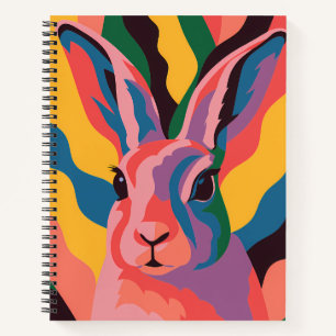 Cuaderno Vibrant Pop Art Rabbit Portrait Illustration
