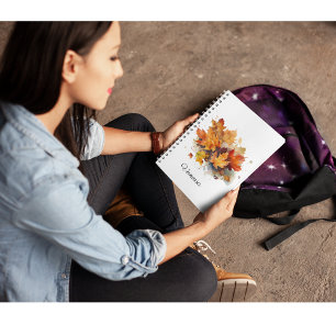 Cuaderno Vibrante acuarela de arce otoñal, personalizado