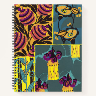 Cuaderno Vibrante Estampa Floral Maximalista de Morado y Tu