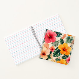 Cuaderno Vibrante Hibisco Tropical Floral Patrón Sin Costur