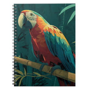 Cuaderno Vibrante Ilustracion de la jungla de Scarlet Macaw