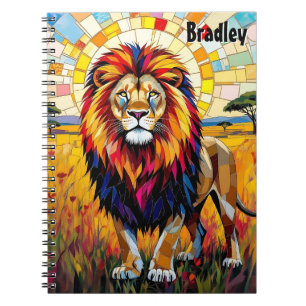 Cuaderno Vibrante mosaico de leones colorido personalizado