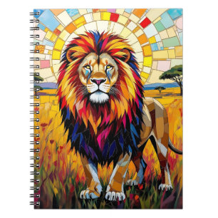 Cuaderno Vibrante mosaico de leones coloridos