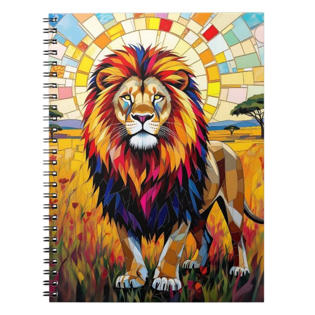 Cuaderno Vibrante mosaico de leones coloridos (Frente)