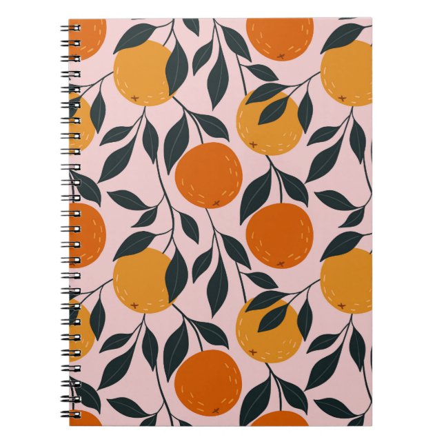 Cuaderno Vibrante Naranja Citrus Patrón sin soldadura (Frente)