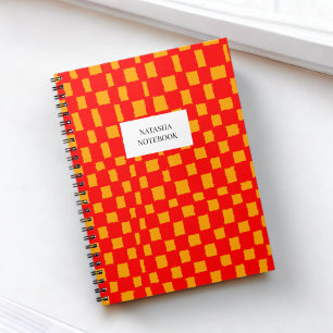 Cuaderno Vibrante Naranja Red Checkerboard Pattern Statione