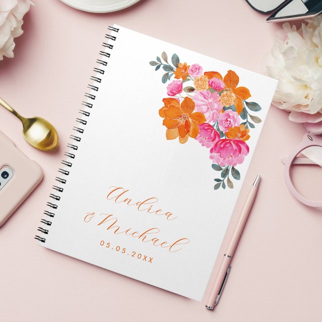 Cuaderno Vibrante Naranja Rosa Floral Verano Matrimonio per (Subido por el creador)