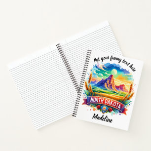 Cuaderno Vibrante paisaje de Dakota del Norte al atardecer