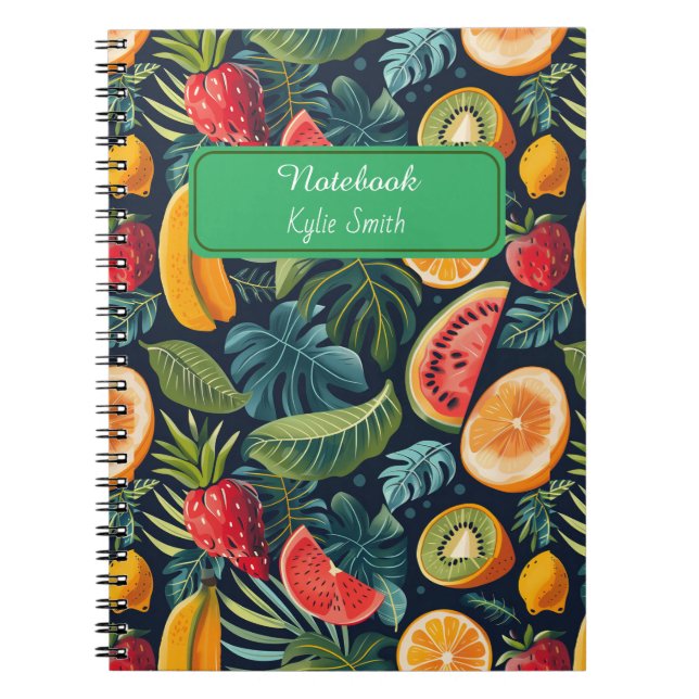 Cuaderno Vibrante paraíso tropical: Diseño de frutas exótic (Frente)
