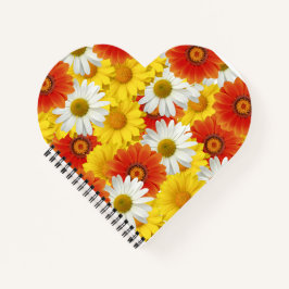 Cuaderno Vibrante patrón de margarita amarillo y Naranja